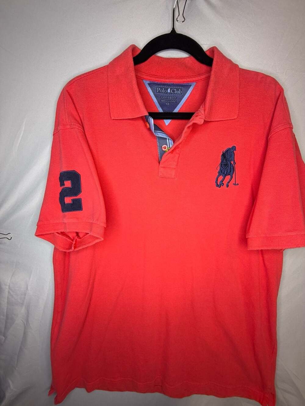 Rare Vintage Polo Club Custom Fit Red Short Sleeve Polo Shirt with Number 2 and